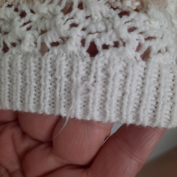 89th & Madison Open Knit Open Front Drape Cardigan Beige White Womens Size Large - Picture 8 of 12